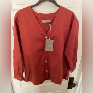 Everlane Rust V-Neck Blouse
